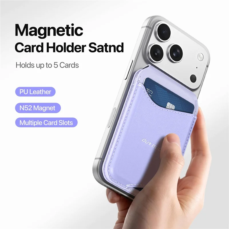 DUX DUCIS ARCH Series Phone Magnetic Card Holder Kickstand PU Leather RFID Blocking Wallet - Purple