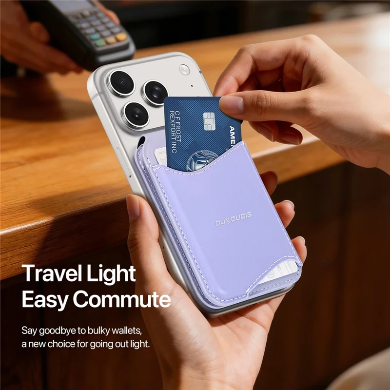 DUX DUCIS ARCH Series Phone Magnetic Card Holder Kickstand PU Leather RFID Blocking Wallet - Purple