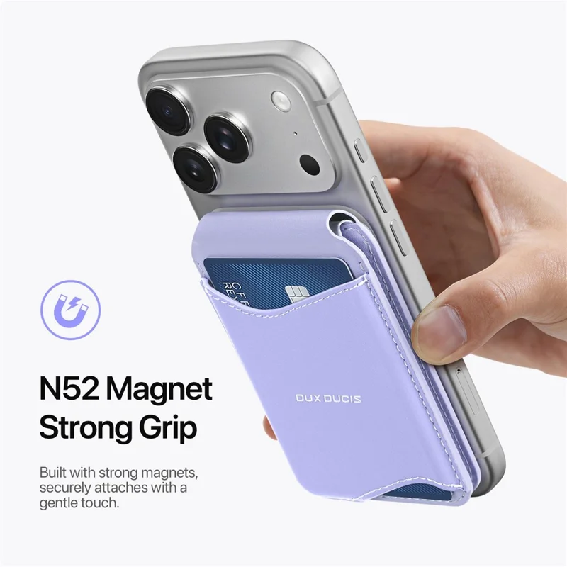 DUX DUCIS ARCH Series Phone Magnetic Card Holder Kickstand PU Leather RFID Blocking Wallet - Purple