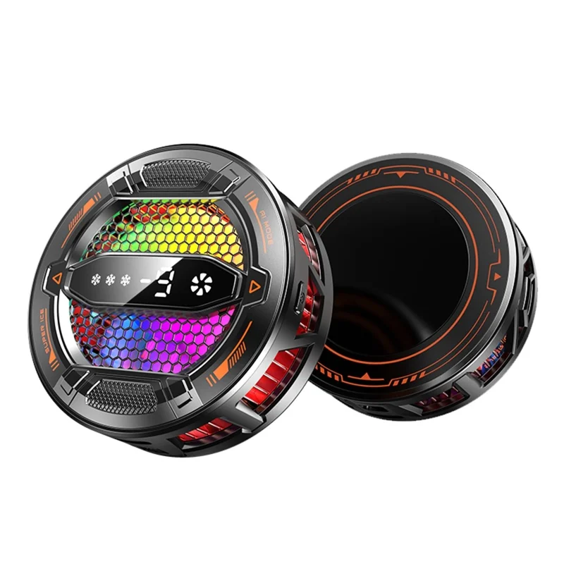 K31 Clip-on Magnetic Phone Cooler AI Temperature Control 3-Speed RGB Cooling Fan with Digital Display - Black