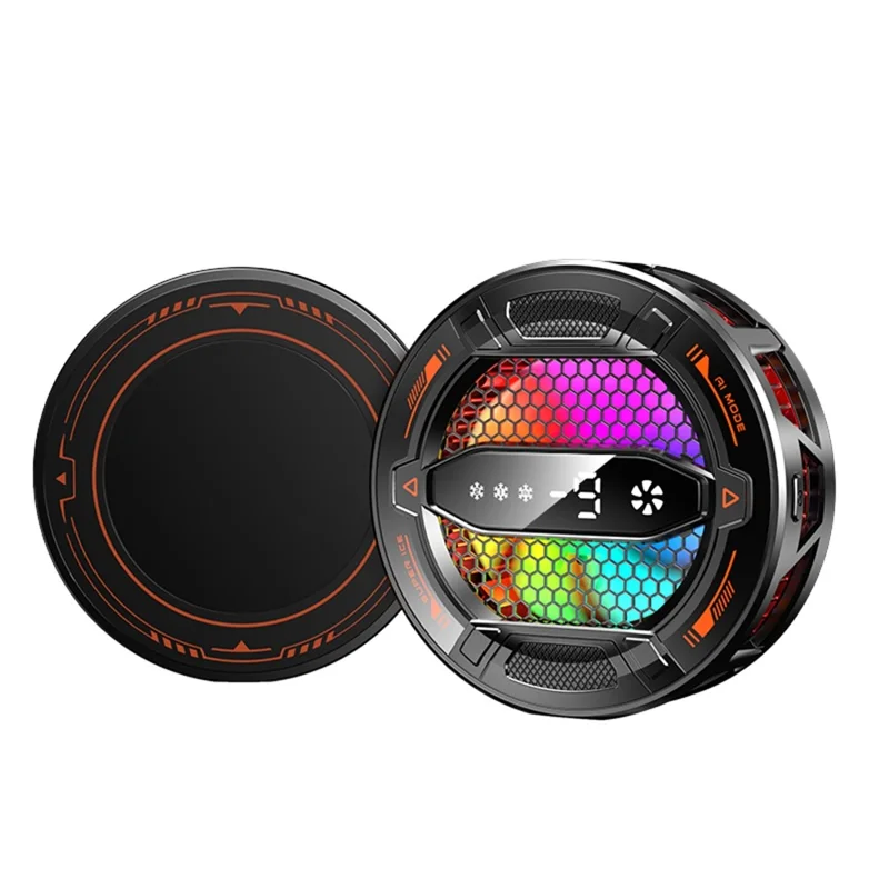 K31 Clip-on Magnetic Phone Cooler AI Temperature Control 3-Speed RGB Cooling Fan with Digital Display - Black