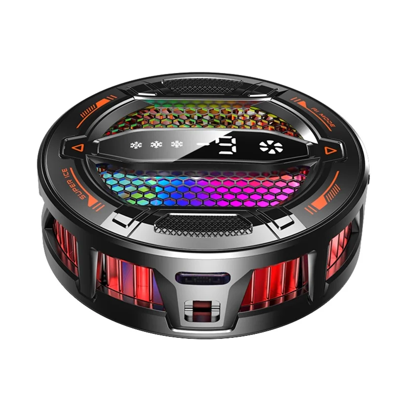 K31 Clip-on Magnetic Phone Cooler AI Temperature Control 3-Speed RGB Cooling Fan with Digital Display - Black