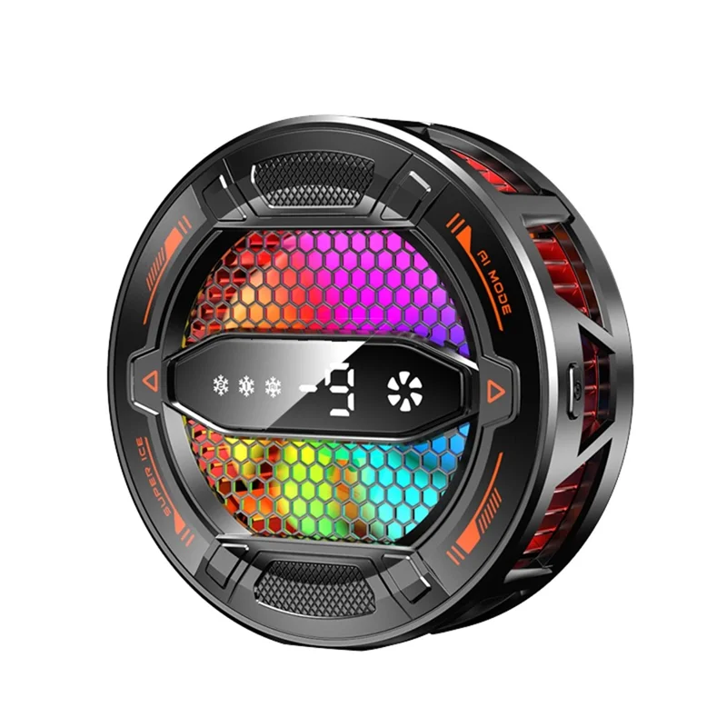 K31 Clip-on Magnetic Phone Cooler AI Temperature Control 3-Speed RGB Cooling Fan with Digital Display - Black