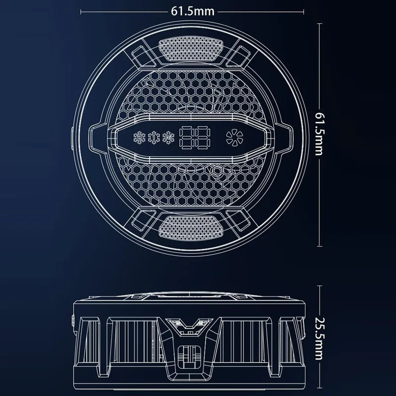 K31 Clip-on Magnetic Phone Cooler AI Temperature Control 3-Speed RGB Cooling Fan with Digital Display - Black