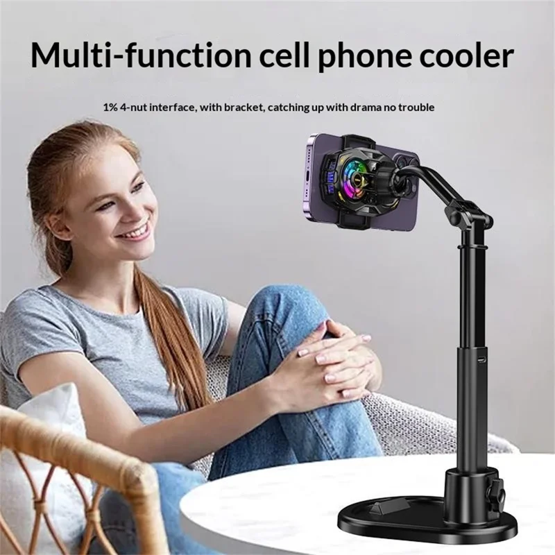 K32 Semiconductor Phone Cooler Dual Fan AI Temperature Control RGB Gaming Phone Radiator for Live Streaming- Black