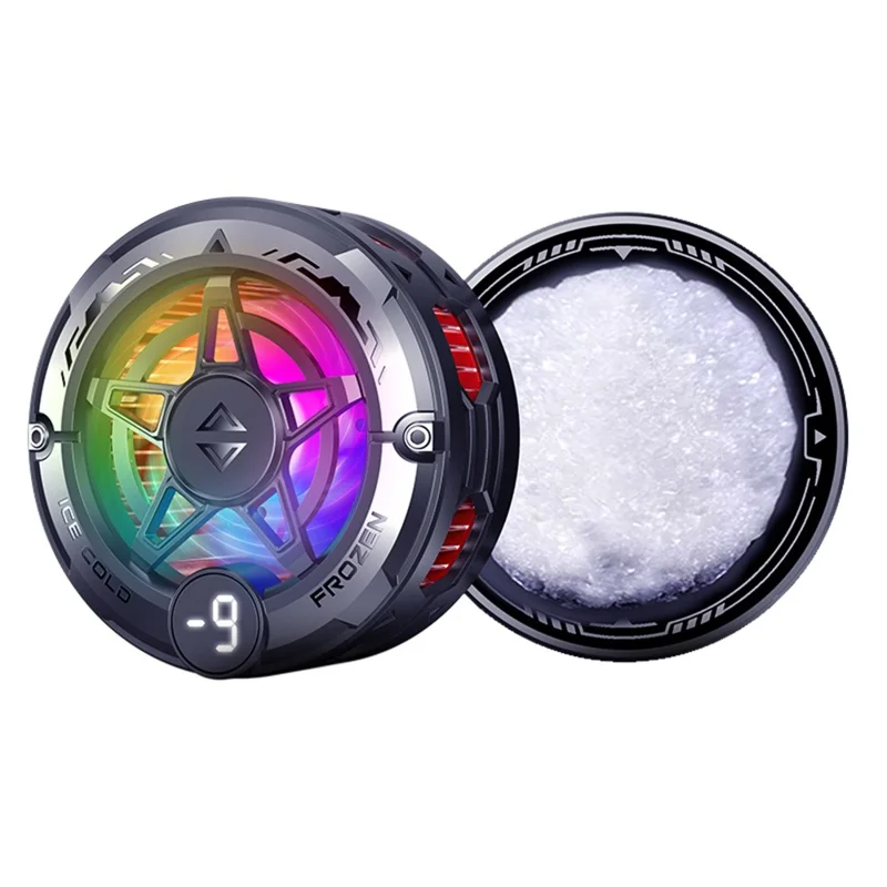 K20 Magnetic Phone Cooler with Clip Semiconductor Cooling Fan RGB Light Digital Display Radiator for Gaming - Black