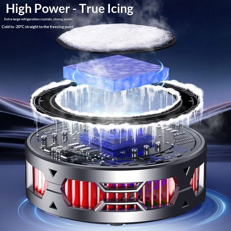 K20 Magnetic Phone Cooler with Clip Semiconductor Cooling Fan RGB Light Digital Display Radiator for Gaming - Black