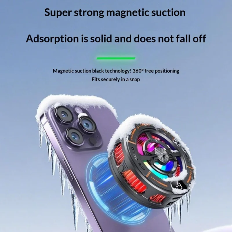 K28 2-in-1 Wireless Charger Phone Cooler 15W Magnetic Charging Cooling Fan with Digital Display for Gaming - Black