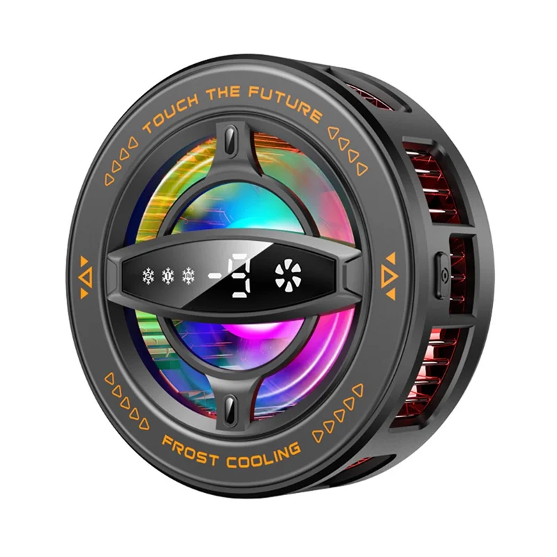 K26 Magnetic Phone Cooler with Clamp AI Smart Temperature Control RGB Light Cooling Fan for Gaming - Black