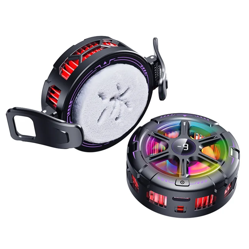 K21 Digital Display Magnetic Phone Cooler AI Temperature Control 3-Speed Clip-on Cooling Fan for Gaming