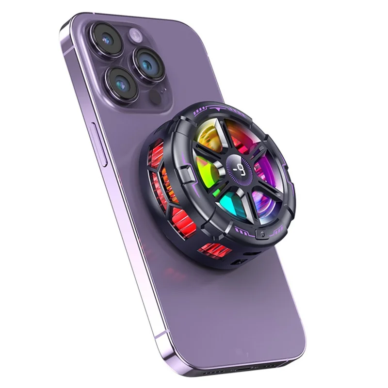 K21 Digital Display Magnetic Phone Cooler AI Temperature Control 3-Speed Clip-on Cooling Fan for Gaming