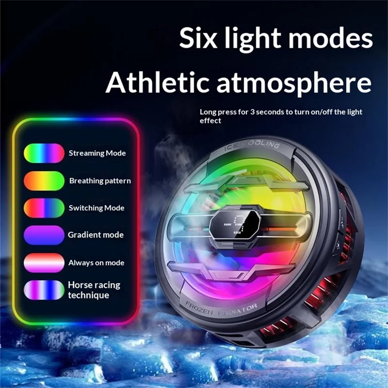 K22 Magnetic Phone Cooler with Clip Digital Display AI Temperature Control 3-Speed Cooling Fan for Gaming - White+Gold
