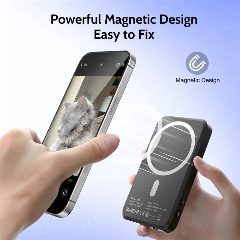 LEMORELE R600 Magnetic Selfie Display Bluetooth-Compatible Zoom Phone Vlog Live Streaming Device - Black