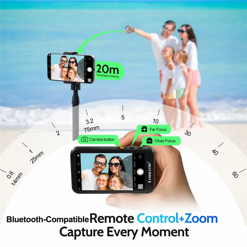 LEMORELE R600 Magnetic Selfie Display Bluetooth-Compatible Zoom Phone Vlog Live Streaming Device - Black
