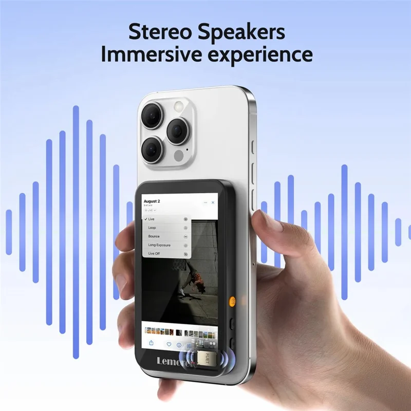 LEMORELE R600 Magnetic Selfie Display Bluetooth-Compatible Zoom Phone Vlog Live Streaming Device - Black