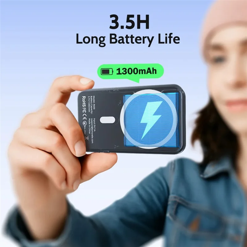 LEMORELE R600 Magnetic Selfie Display Bluetooth-Compatible Zoom Phone Vlog Live Streaming Device - Black