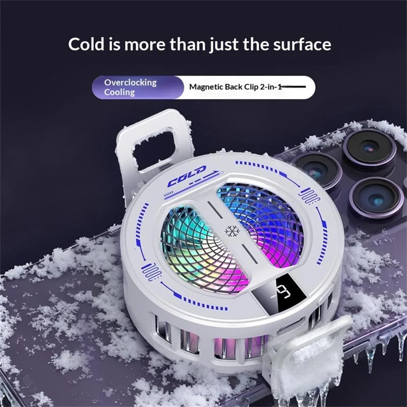 K36 Magnetic Phone Cooler TEC Semiconductor Cooling Digital Display 3-Speed Modes RGB Gaming Radiator - Black