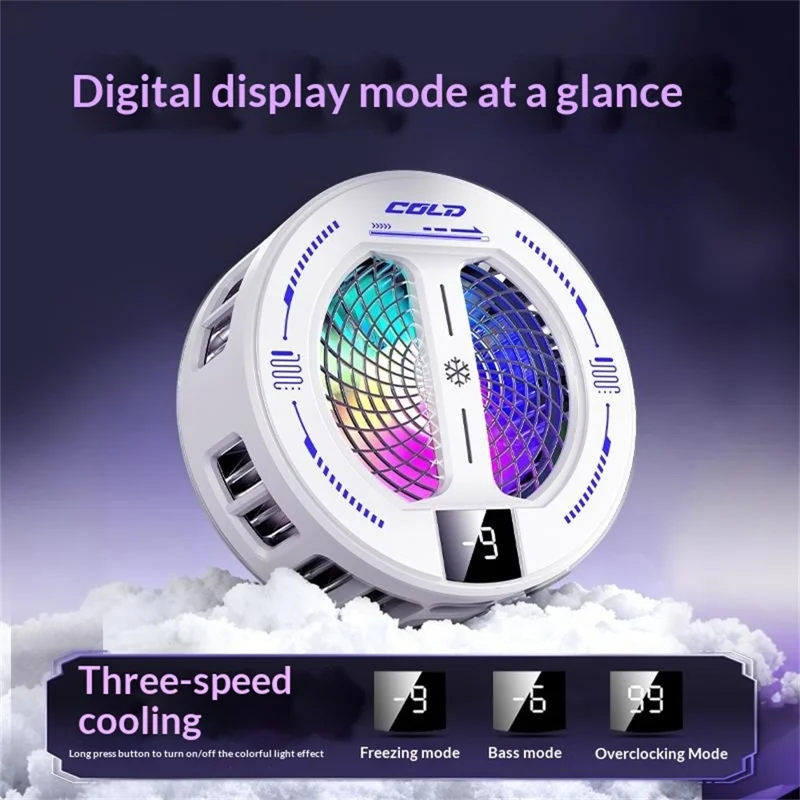 K36 Magnetic Phone Cooler TEC Semiconductor Cooling Digital Display 3-Speed Modes RGB Gaming Radiator - Black