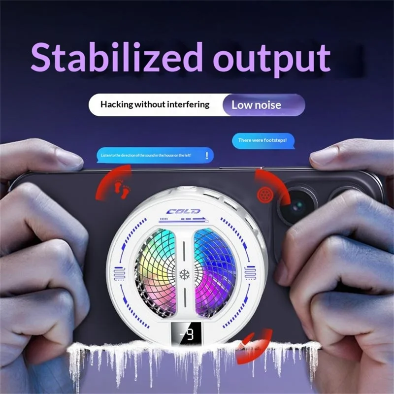 K36 Magnetic Phone Cooler TEC Semiconductor Cooling Digital Display 3-Speed Modes RGB Gaming Radiator - Black