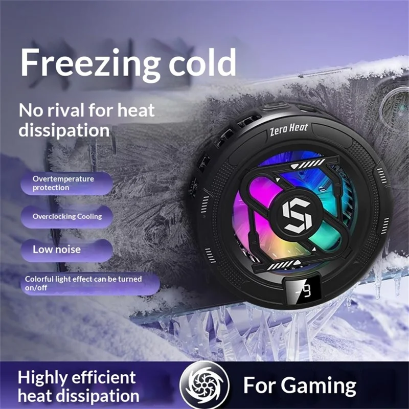 K52 Magnetic Phone Cooler Back Clip TEC Semiconductor Cooling Digital Display RGB Gaming Radiator - Black