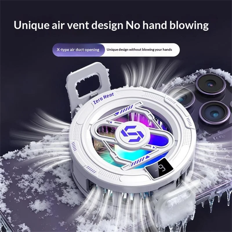 K52 Magnetic Phone Cooler Back Clip TEC Semiconductor Cooling Digital Display RGB Gaming Radiator - Black