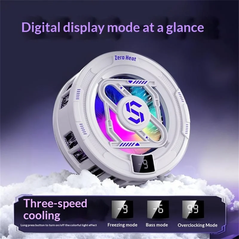 K52 Magnetic Phone Cooler Back Clip TEC Semiconductor Cooling Digital Display RGB Gaming Radiator - Black