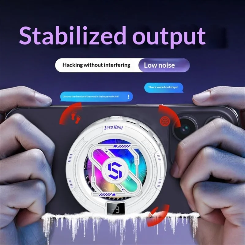 K52 Magnetic Phone Cooler Back Clip TEC Semiconductor Cooling Digital Display RGB Gaming Radiator - Black