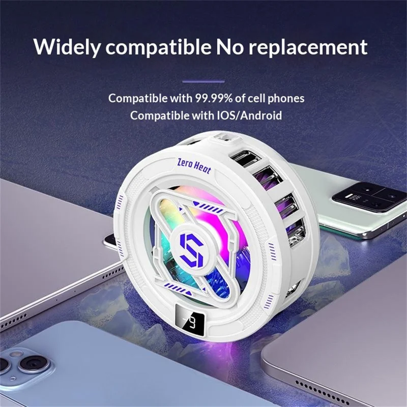 K52 Magnetic Phone Cooler Back Clip TEC Semiconductor Cooling Digital Display RGB Gaming Radiator - Black