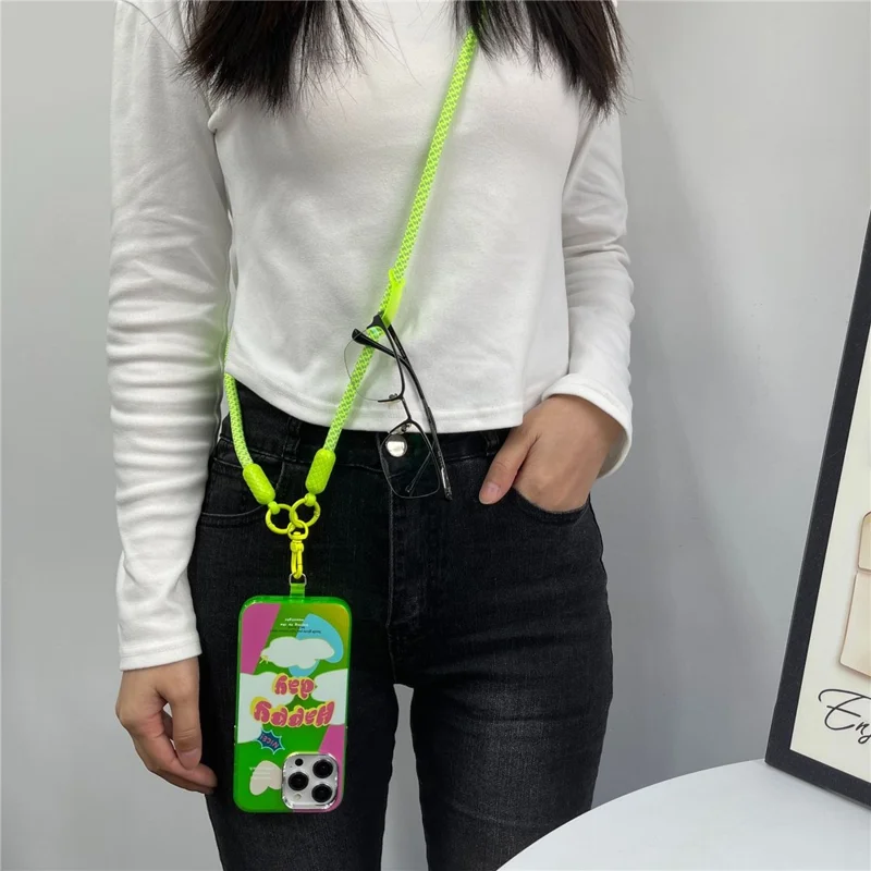 Groothandelaar 70-140cm Verwijderbaar Telefoonkoord Halsband Verstelbare Nylon Koord met Verankeringsclip, Diameter: 8mm - Gemengd Grijs