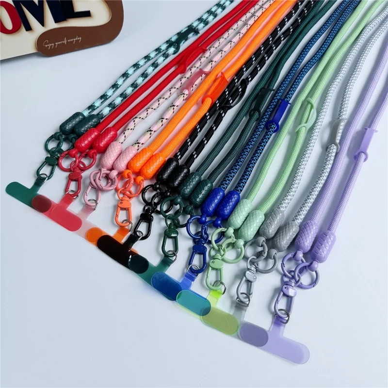 Groothandelaar 70-140cm Verwijderbaar Telefoonkoord Halsband Verstelbare Nylon Koord met Verankeringsclip, Diameter: 8mm - Gemengd Grijs