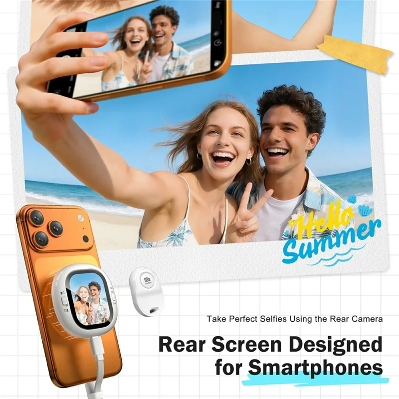 LEMORELE R1021 Pantalla de Monitor para Vlog Selfie de 2.1 Pulgadas AMOLED con Pantalla de Reflejo de Cámara por Bluetooth - Blanco