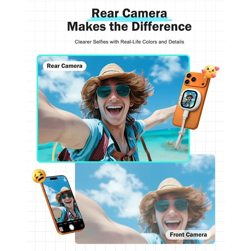 LEMORELE R1021 Pantalla de Monitor para Vlog Selfie de 2.1 Pulgadas AMOLED con Pantalla de Reflejo de Cámara por Bluetooth - Blanco