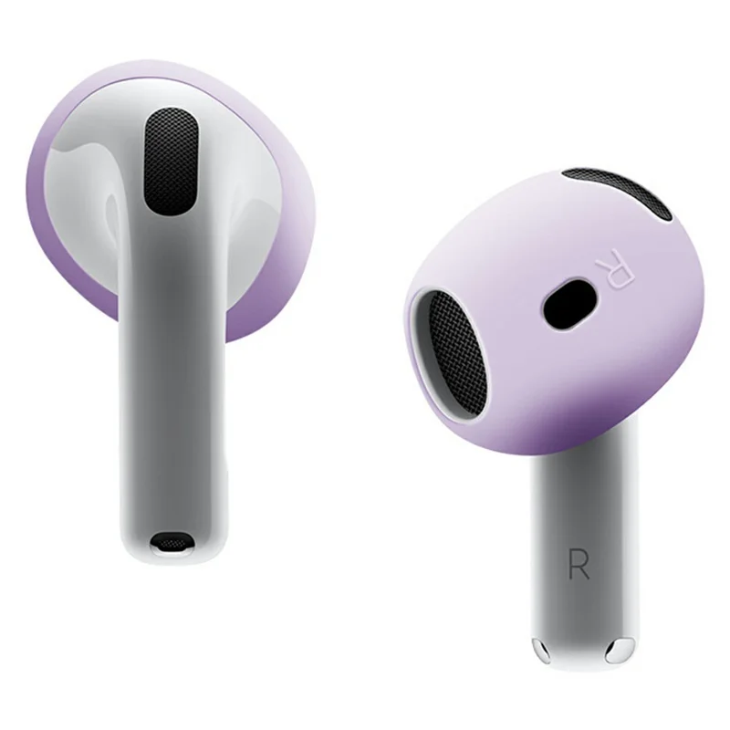 2 st silikonöronsnibbar till AirPods 4, rutschfria extra tunna öronsnibbar, utbytes- och skyddshölje – ljuslila