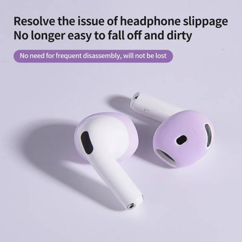 2 st silikonöronsnibbar till AirPods 4, rutschfria extra tunna öronsnibbar, utbytes- och skyddshölje – ljuslila