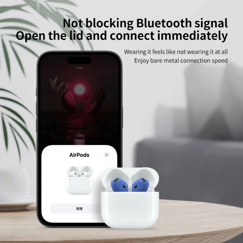 2 st silikonöronsnibbar till AirPods 4, rutschfria extra tunna öronsnibbar, utbytes- och skyddshölje – ljuslila