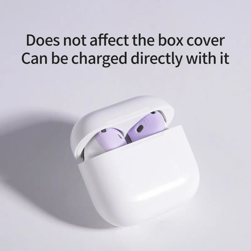 2 st silikonöronsnibbar till AirPods 4, rutschfria extra tunna öronsnibbar, utbytes- och skyddshölje – ljuslila