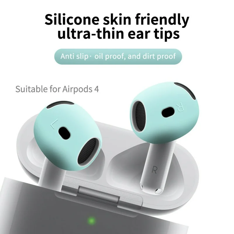 2 st silikonöronsnibbar till AirPods 4, rutschfria extra tunna öronsnibbar, utbytes- och skyddshölje – ljuslila