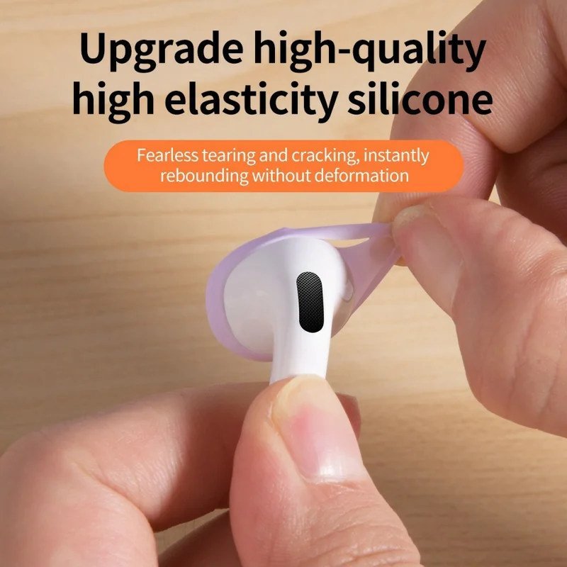 2 st silikonöronsnibbar till AirPods 4, rutschfria extra tunna öronsnibbar, utbytes- och skyddshölje – ljuslila