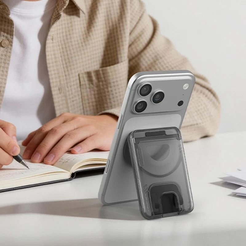 NILLKIN IceMate Magnetic Wallet Stand Card Holder BPA-Free Plant-Based Kickstand - Grey