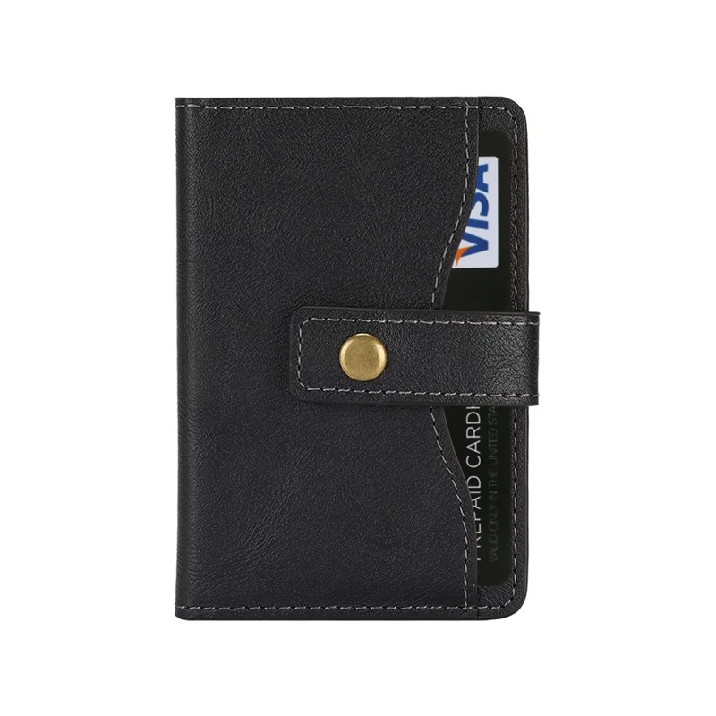 Magnetic Phone Wallet PU Leather Card Holder with Stand Function - Black