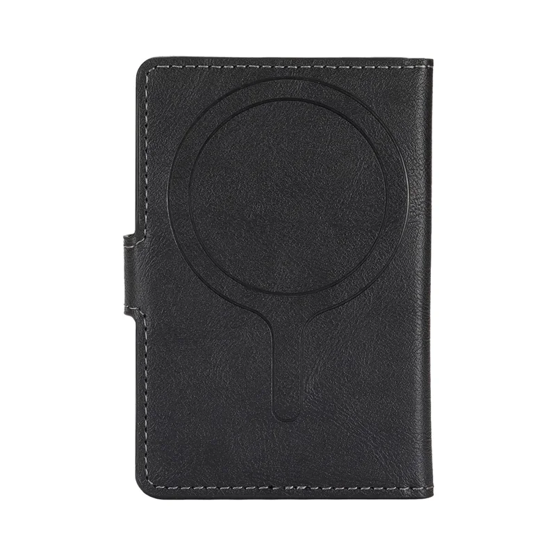 Magnetic Phone Wallet PU Leather Card Holder with Stand Function - Black