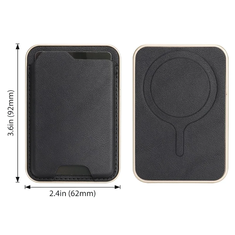 Ultra Thin PU Leather Magnetic Card Wallet Card Holder Compatible with MagSafe Devices - Black