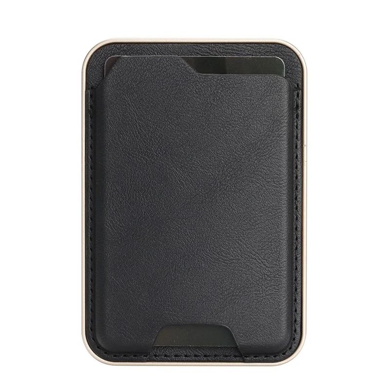 Ultra Thin PU Leather Magnetic Card Wallet Card Holder Compatible with MagSafe Devices - Black