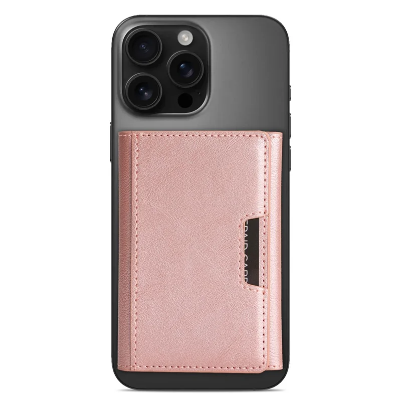 Magnetic Card Holder Tri-Fold PU Leather Wallet Stand Compatible with MagSafe - Pink