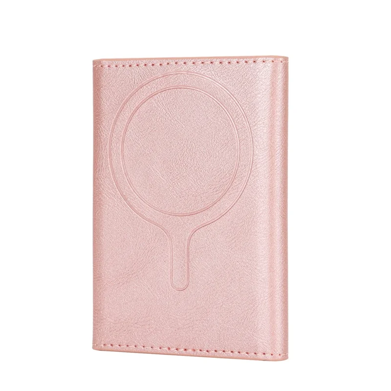 Magnetic Card Holder Tri-Fold PU Leather Wallet Stand Compatible with MagSafe - Pink