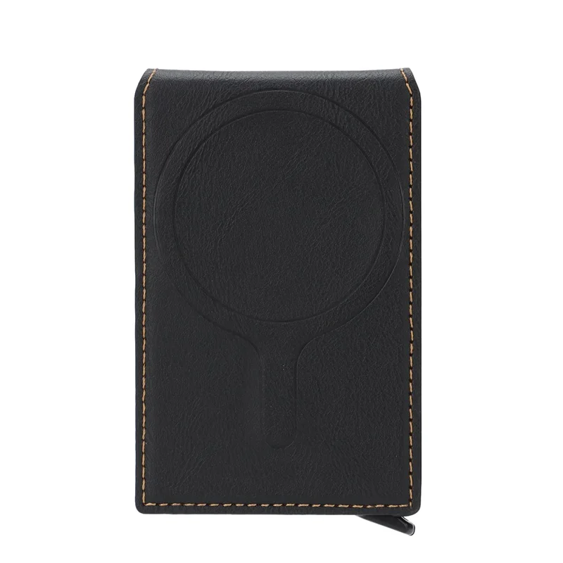 Magnetic Phone Wallet Card Organizer for iPhone 12-17 Series PU Leather Card Holder with Stand - Black