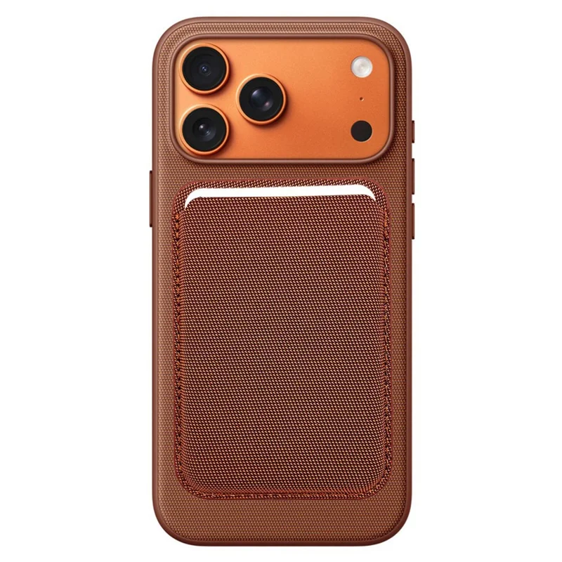 Magnetic Card Wallet Tech Fabric Card Holder for iPhone 17 Series Slim Credit Card Case - Brown