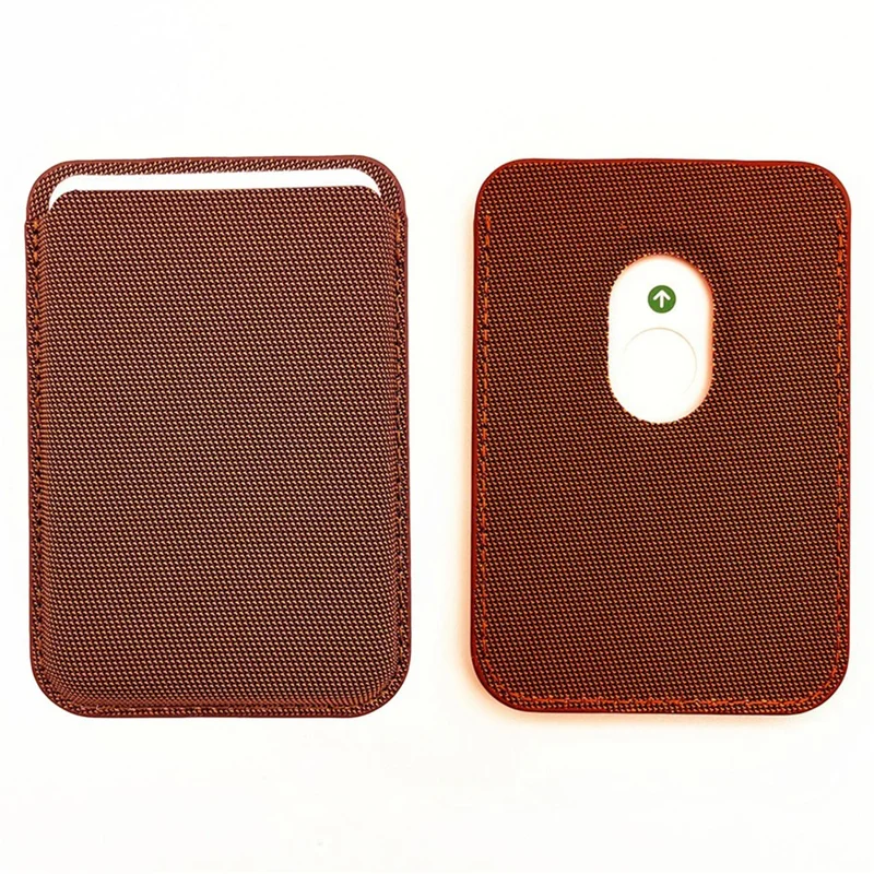 Magnetic Card Wallet Tech Fabric Card Holder for iPhone 17 Series Slim Credit Card Case - Brown