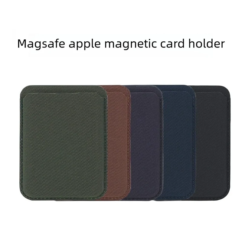 Magnetic Card Wallet Tech Fabric Card Holder for iPhone 17 Series Slim Credit Card Case - Brown