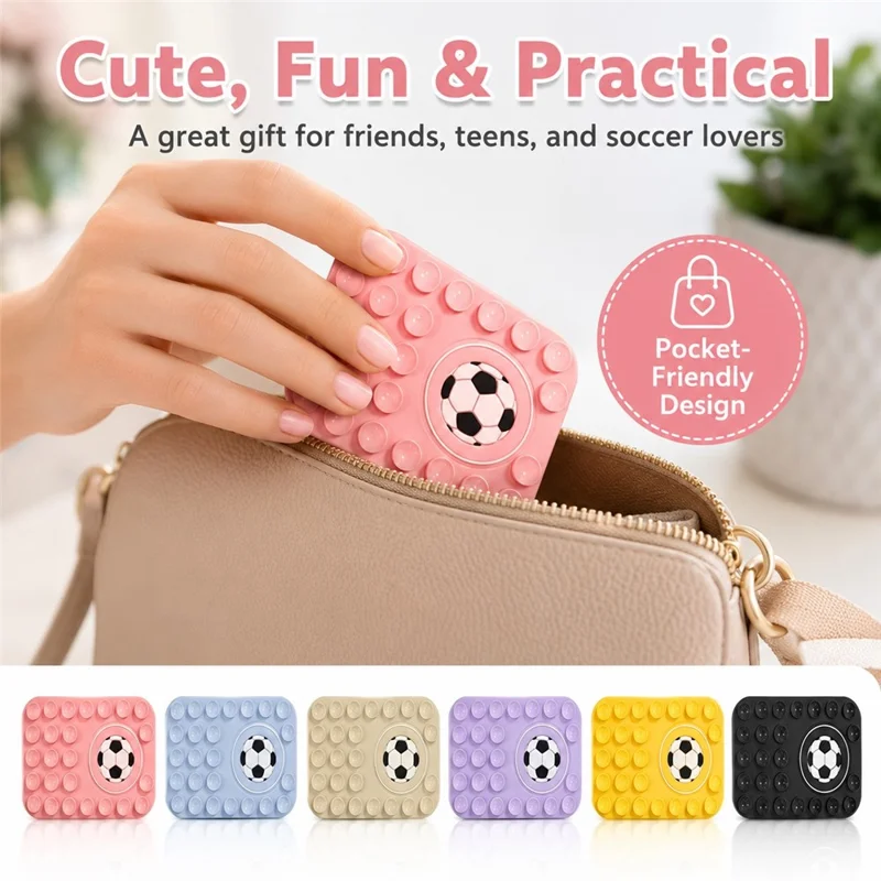 Football Pattern Magnetic Suction Cup Phone Mount Compatible with MagSafe Case Silicone Sticky Grip Holder - Black